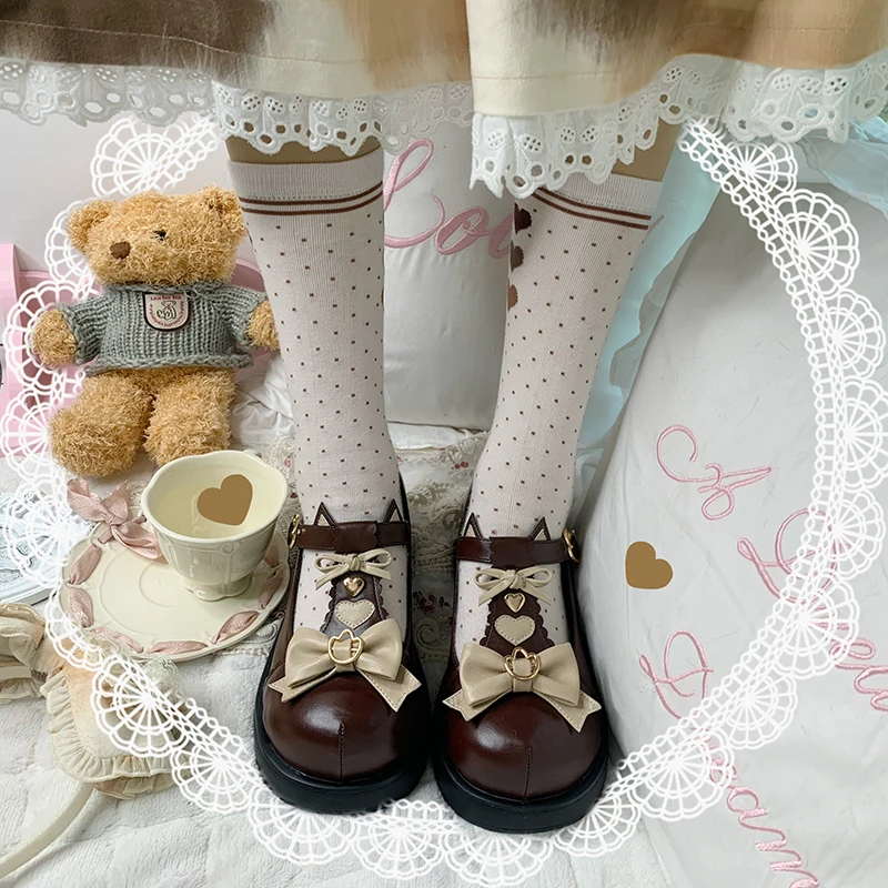 

Sweet Bow Buckle Strap Mary Jane Lolita Shoes Woman Mid Heel Pumps Black Lolitas Ladies Female Fashion Gothic Cosplay Kawaii Cos