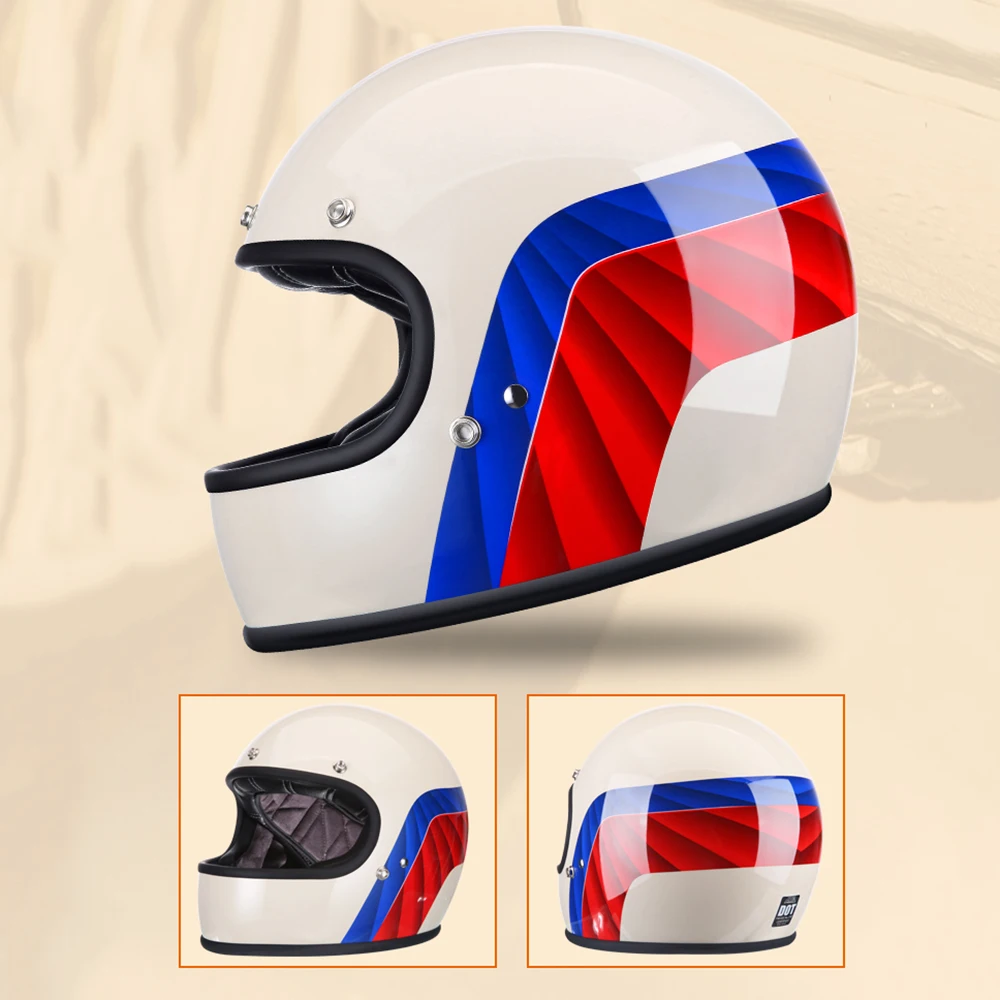 AMZ Motorcycle Helmet Retro Full Face Helmet Riding Motocross Helmet Motorbike Racing Casco Moto With DOT Certification