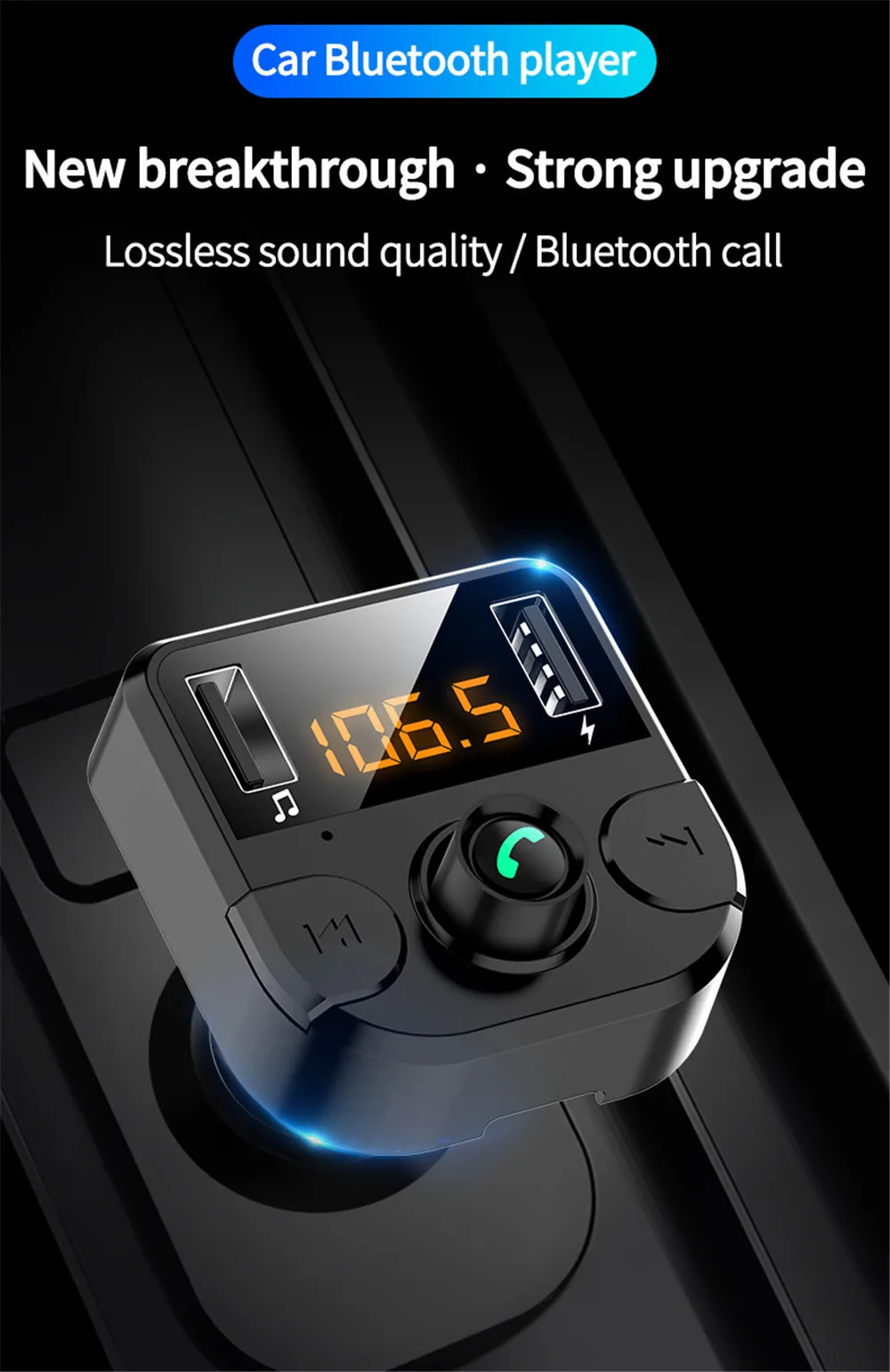 Автомобильный Bluetooth MP3 музыкальный плеер ABS беспроводной Handsfree Мобильный телефон fm-модулятор Радио Bluetooth USB передатчик Черный BT36B