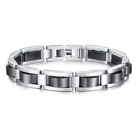 Exquisite Black Gallstone Stainless Steel Simple Fashion Bracelet For Men Energy Bracelet Bangles Good For Banquet As Men's Gift 1