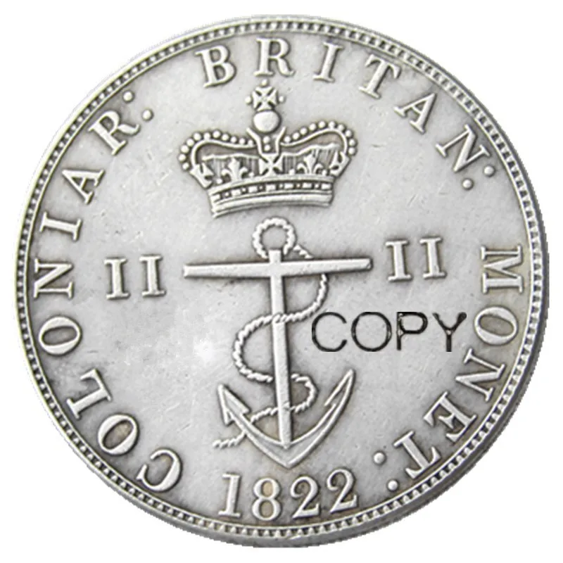 UF (22) ANCHOR MONEY-1822 британская Западно-индийская половина доллара Посеребренная