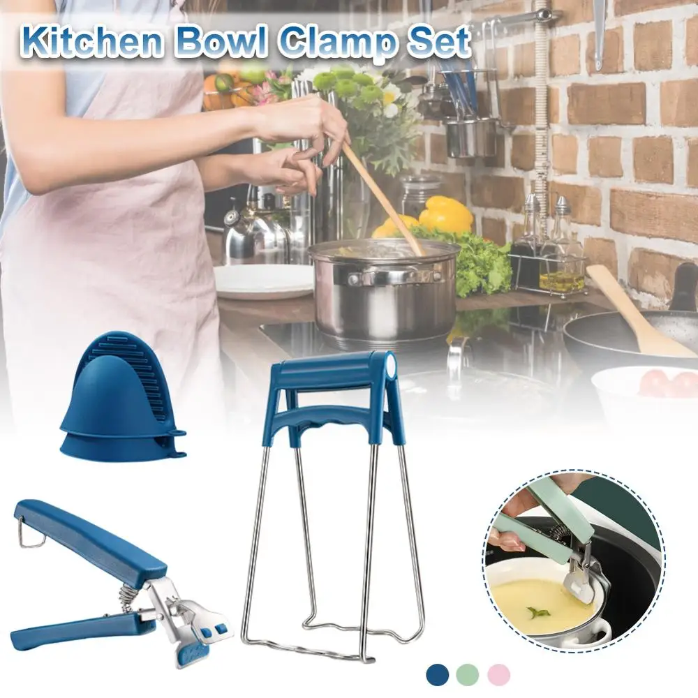 

4pcs Anti-Scalding Set Hot Bowl Holder Plate Clip Gripper Silicone Pot Holder Heat Resistant Silicone Cooking Pinch Mitts Grips