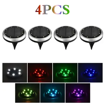 

4Pcs RGB Waterproof IP65 6LED Solar Underground Lights Solar Buried Floor Light Outdoor Garden Path Ground Lights