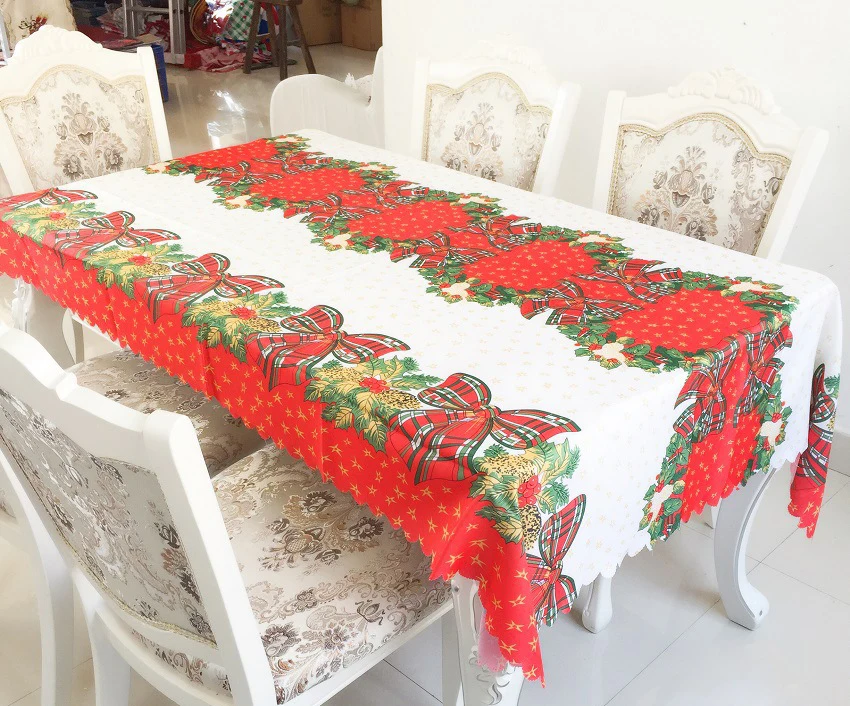 Rectangle/Round Tablecloth Christmas Table Cloth Floral Print Waterproof Oilproof Dinning Table Cover Toalha De Mesa Natal - Цвет: H