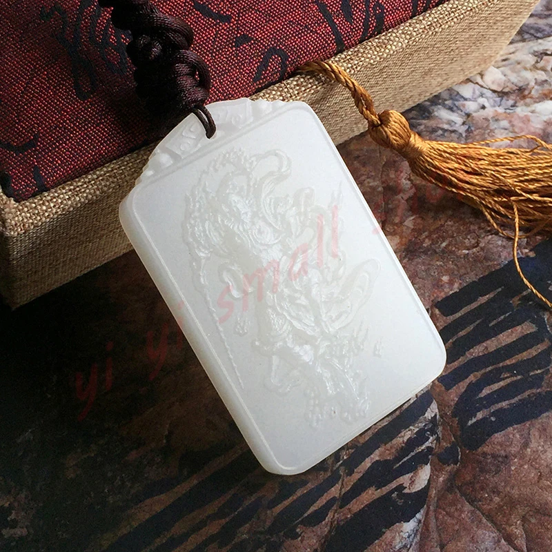

Taoist magic ware, Afghan white jade, relief Wang Lingguan-Dutian dalingguan jade pendant, Taoist feng shui supplies, handicraft