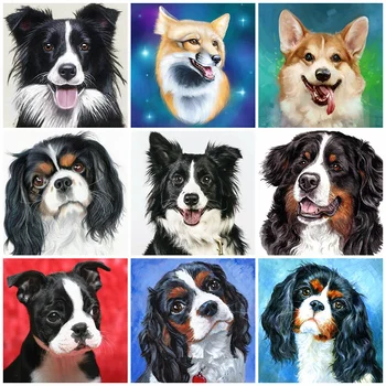 

HUACAN Full Drill Diamond Painting 5D Dog Animal Diamond Art Embroidery Farmhouse Home Decoration
