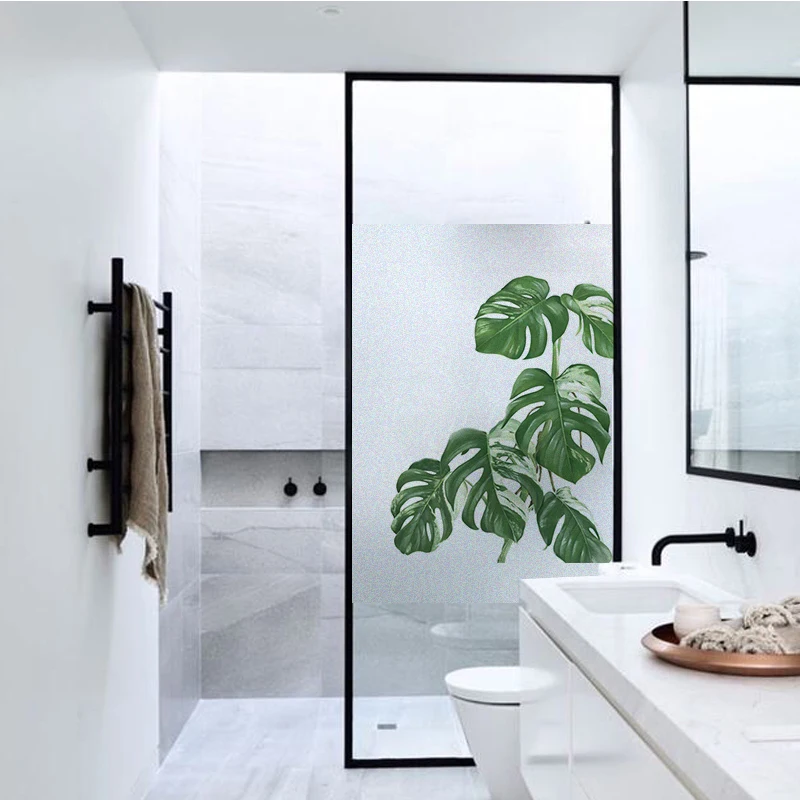 

Plant Frosted Window Glass Sticker Light Opaque Bathroom Sliding Door Window Film Decoration Personality Creative