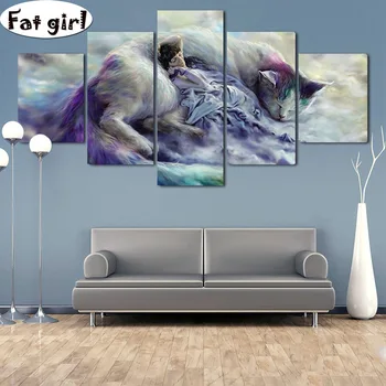 

5D square round DIY Diamond Painting Beauty and Cat Art Painting Embroidery Cross Stitch Mosaic Handmade crafts view Decor