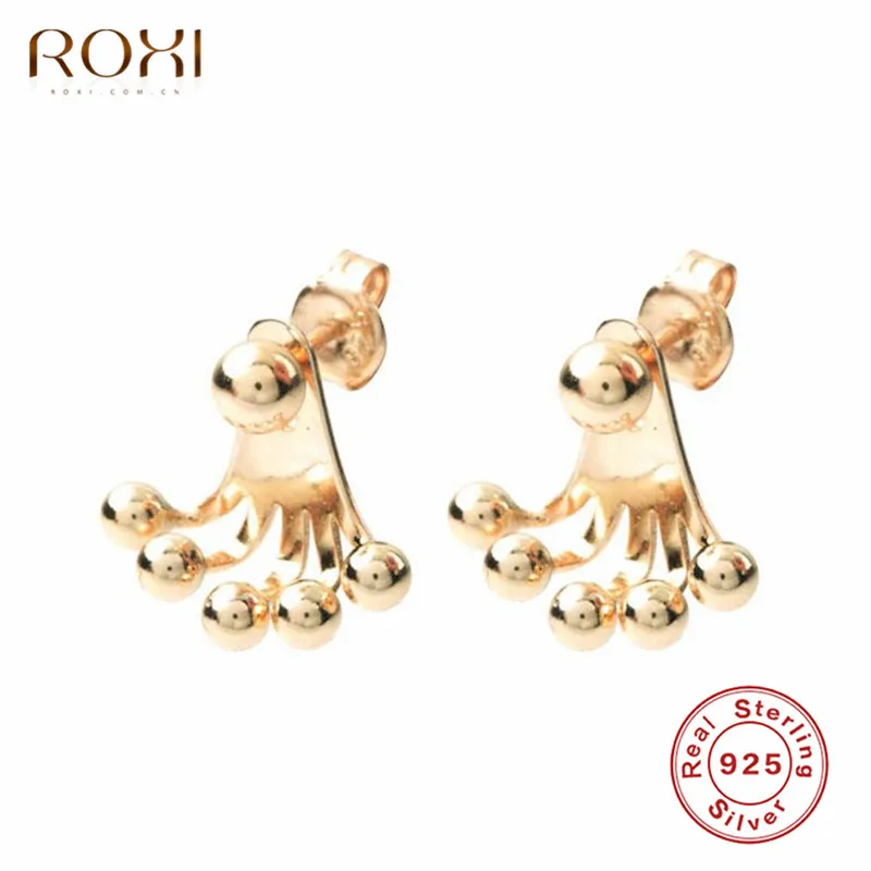 ROXI Модные простые бусины глянцевый шар серьги гвоздики для женщин уникальный дизайн 925 стерлингового серебра Серьги Brincos Pendientes подарки