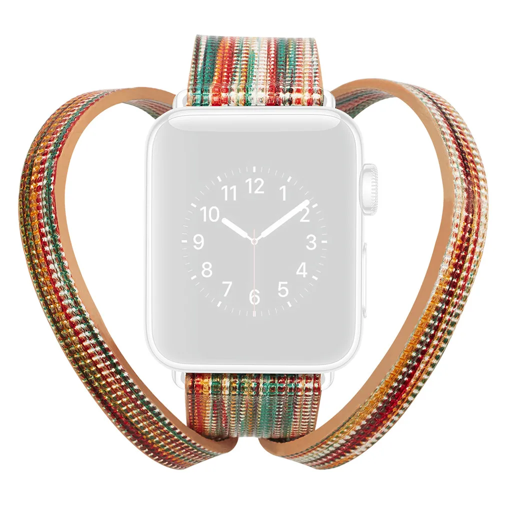 Смарт-часы аксессуары браслет для наручных часов Apple Watch серии 1/2/3/4 38/40 42/44 мм роскошный кожаный флэш-браслетный ремешок для часов браслет