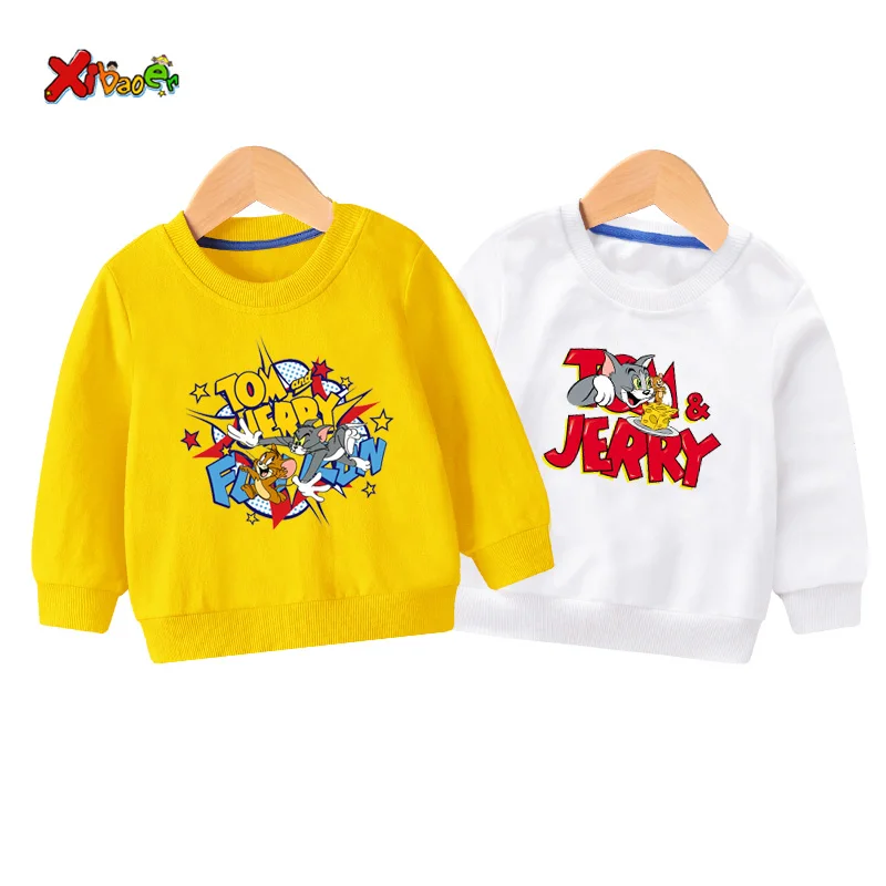 toddler girl sweatshirts baby boy hoodie children Pullover Tops Autumn Fashion Long Sleeve Cartoon Tom and jerry clothing