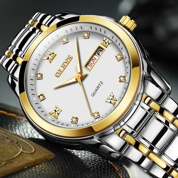 

OLEVS Business Men Quartz Wristwatch Fashion Stainless Steel Strap Watch Calendar Relogio Masculino Male Quartz Watch Clock