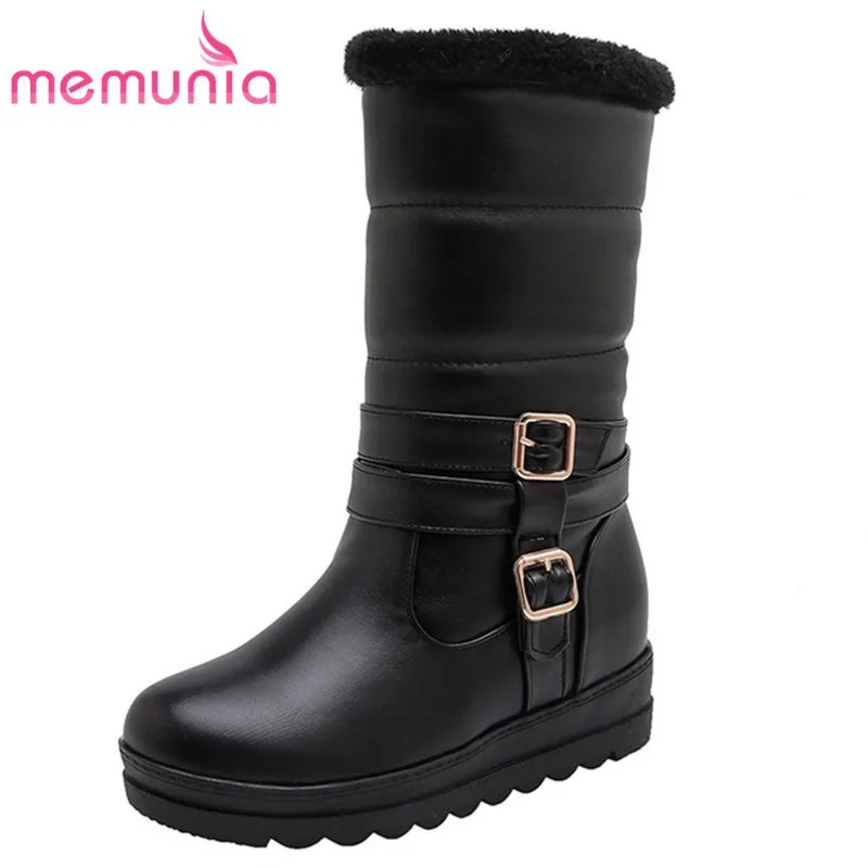 MEMUNIA/; Лидер продаж; модные зимние ботинки; Женская водонепроницаемая нескользящая обувь на плоской платформе; милые женские Теплые ботильоны
