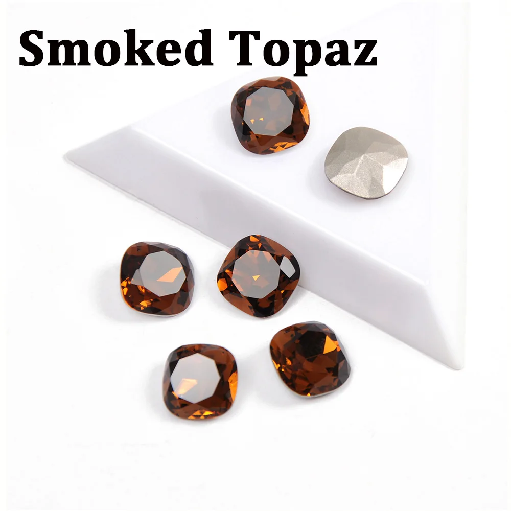 Smoked Topaz CTPA3bI Кристалл разноцветная Подушка порезанные швейные стразы пришить Алмазный ментальный коготь стразы камни DIY украшения одежды - Цвет: Smoked Topaz