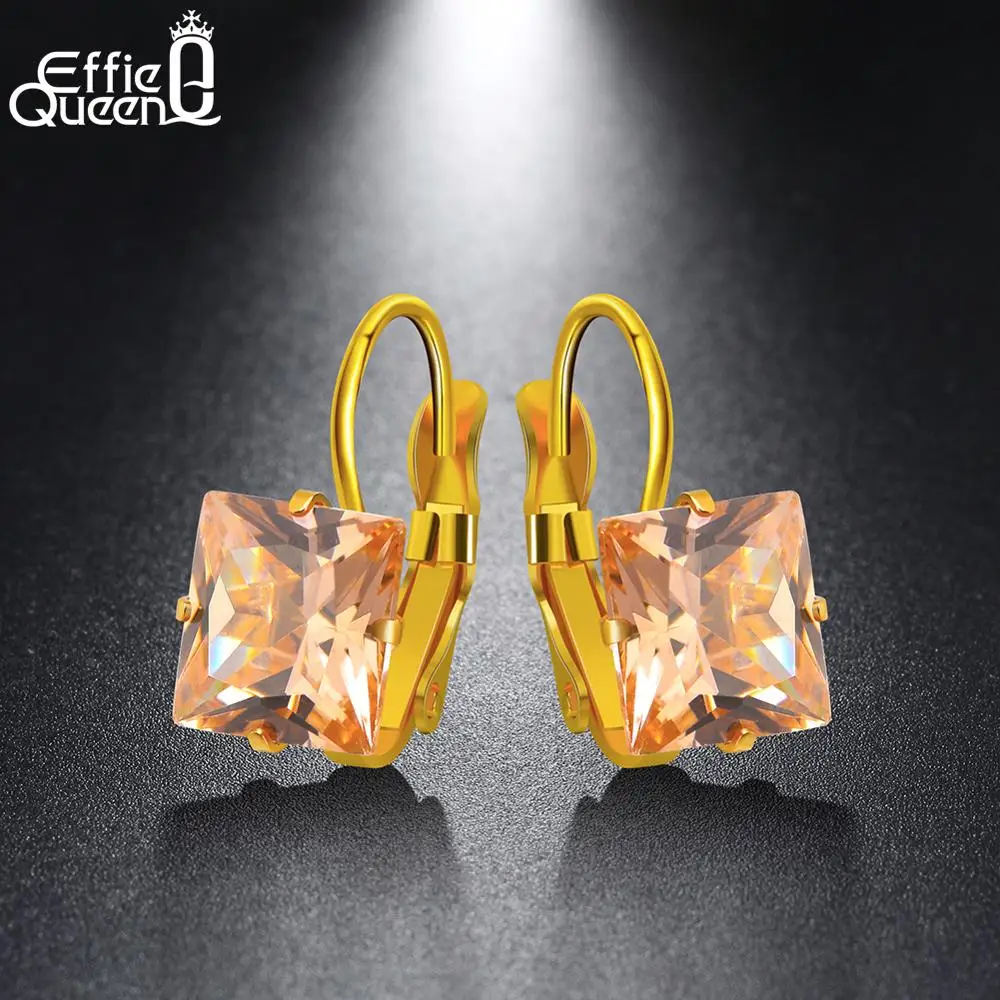 Effie Queen женские серьги кольца из нержавеющей стали с разноцветным цирконием