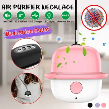 

Personal Wearable Air Purifier Necklace Mini Portable Air Freshener Ionizer Negative Ion Generator Low Noise for Family
