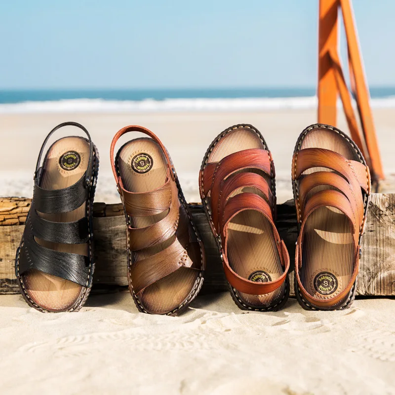 

Summer Driving Slipper Men's 2019 New Style Casual Dual Purpose Slippers MEN'S Sandals Soft Bottom Anti-slip Peep-Toe Sandals