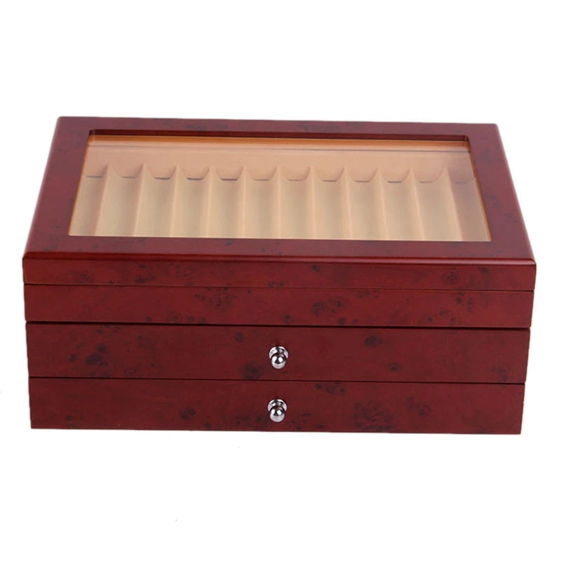 

Promotion! 34 Pen Fountain Wood Display Case Holder Large Capacity Wooden Pen Box Storage Collector Organizer Box Red