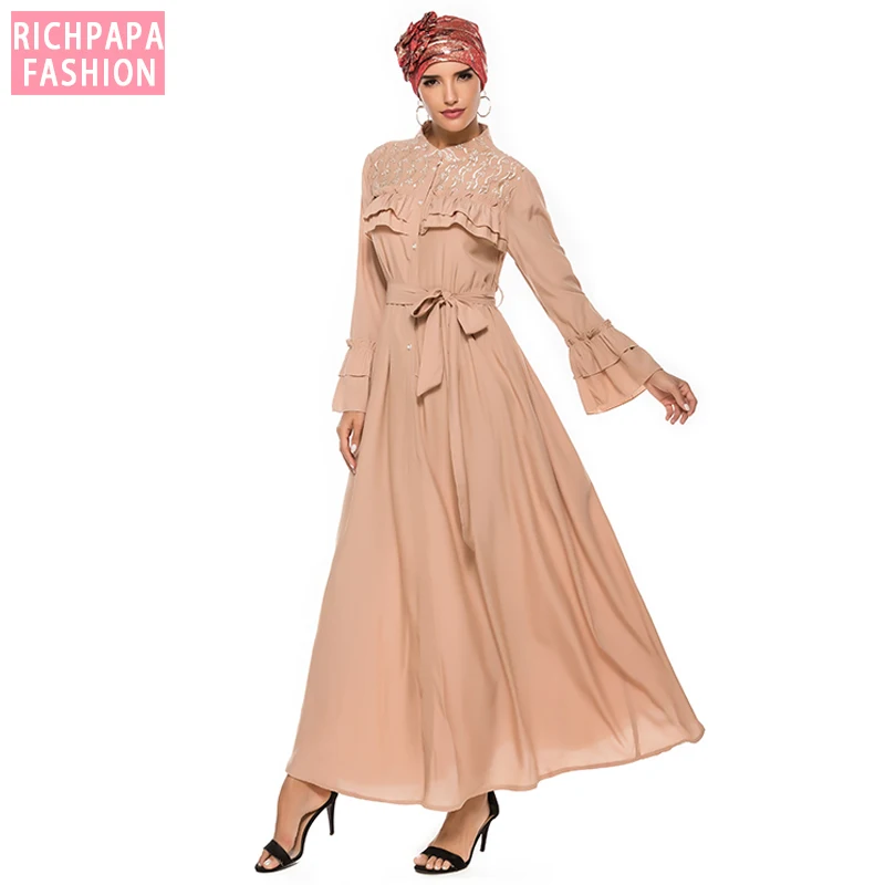 Caftan Dubai Dress for Women Eid 2022 Muslim Moroccan Kaftan Diamond