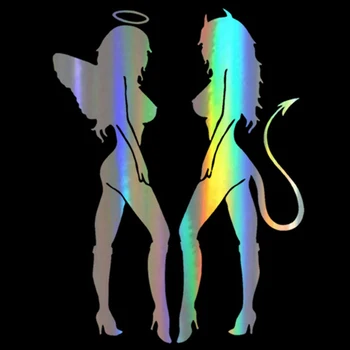 

Fashion ANGEL DEVIL Sexy Girl Car Stickers Funny Motorcycles Bumper Rear Windshield Cover Scratch Decals Accessories PVC17*14cm