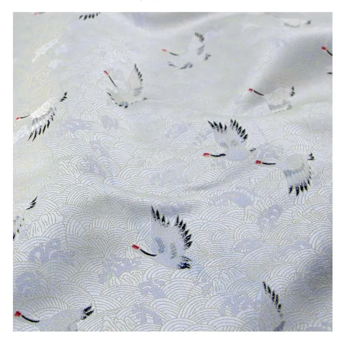 red-crowned crane 1/2meter Chinese style brocade jacquard satin fabric for Cheongsam Kimono and bag Patchwork Needlework