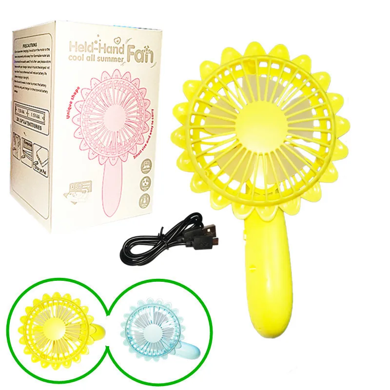 Creative Cartoon Sunflower Mini Hand-Held Large Wind Power Office USB Desktop Small Fan