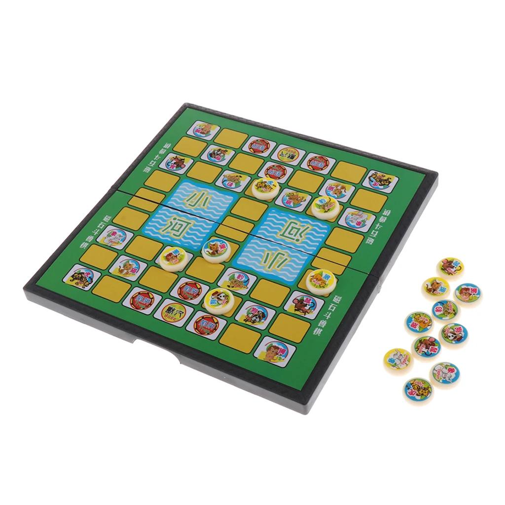 Small Chinese Jungle Animal Chess Foldable Chessboard Kid Entertainment Game