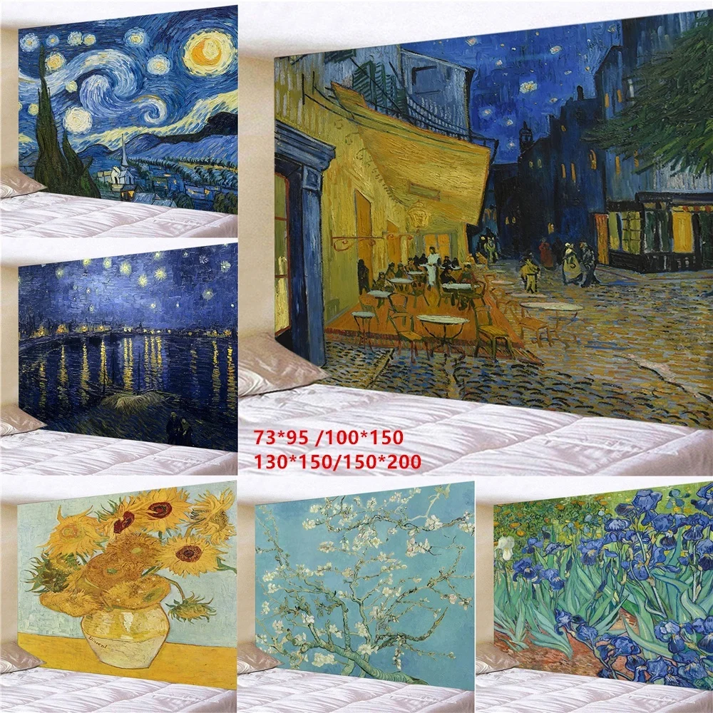 

Geometry Famous Van Gogh Print Wall Hanging for Bedroom Room Hall Wall Painting Tapestry (95X73cm/150X100cm/150X130cm/200X150cm)