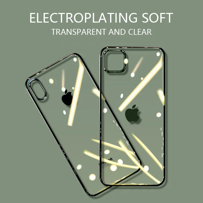 

Moskado Ultra Thin Transparent Case For iPhone 11 Pro Max Electroplate Cover For iPhone XS Max X XR X 8 7 6S Plus Soft TPU Case