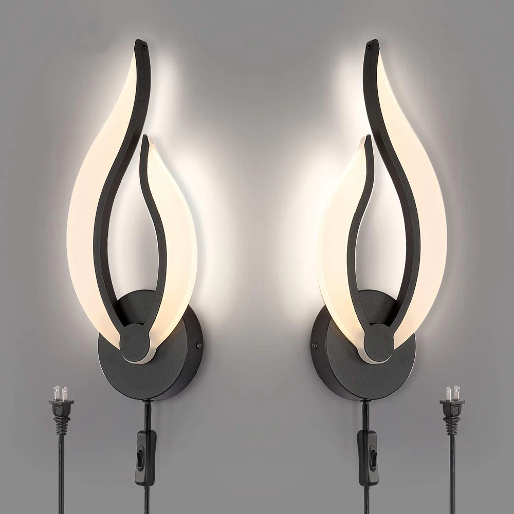 Современный светодиодный настенный светильник Белый светильник. В с клавишным