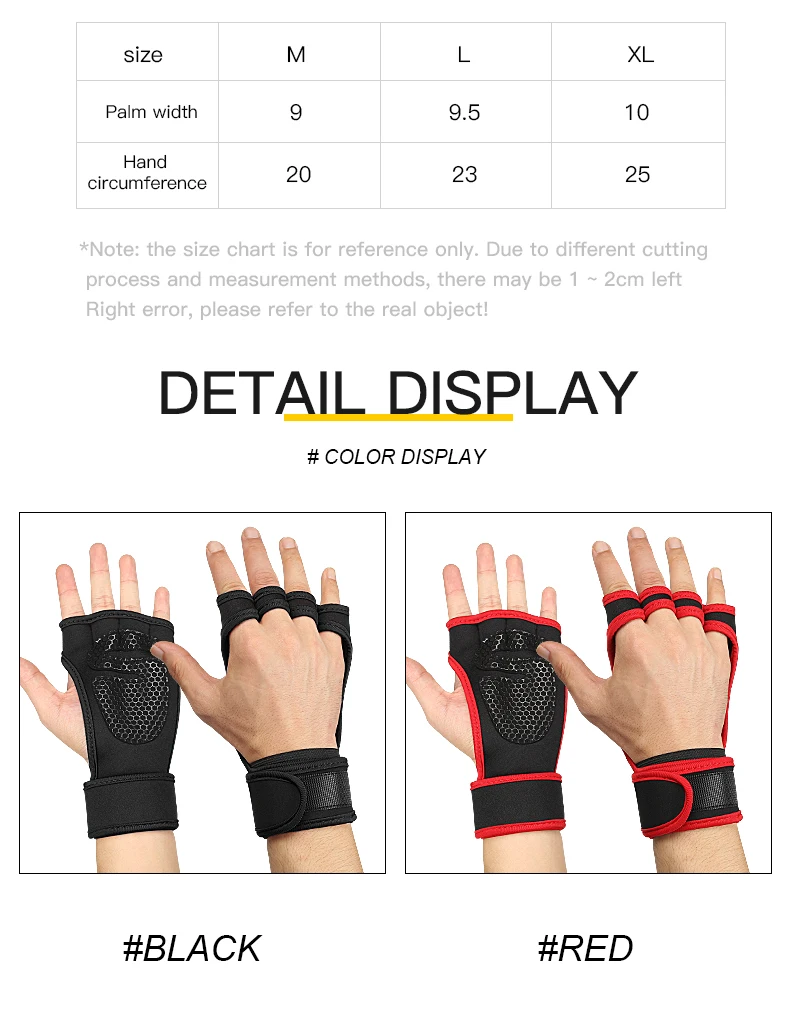 Fingerless Gym Gloves Women Men Sports Exercise Weight Lifting Gloves Body Building Training Sport Fitness Gloves
