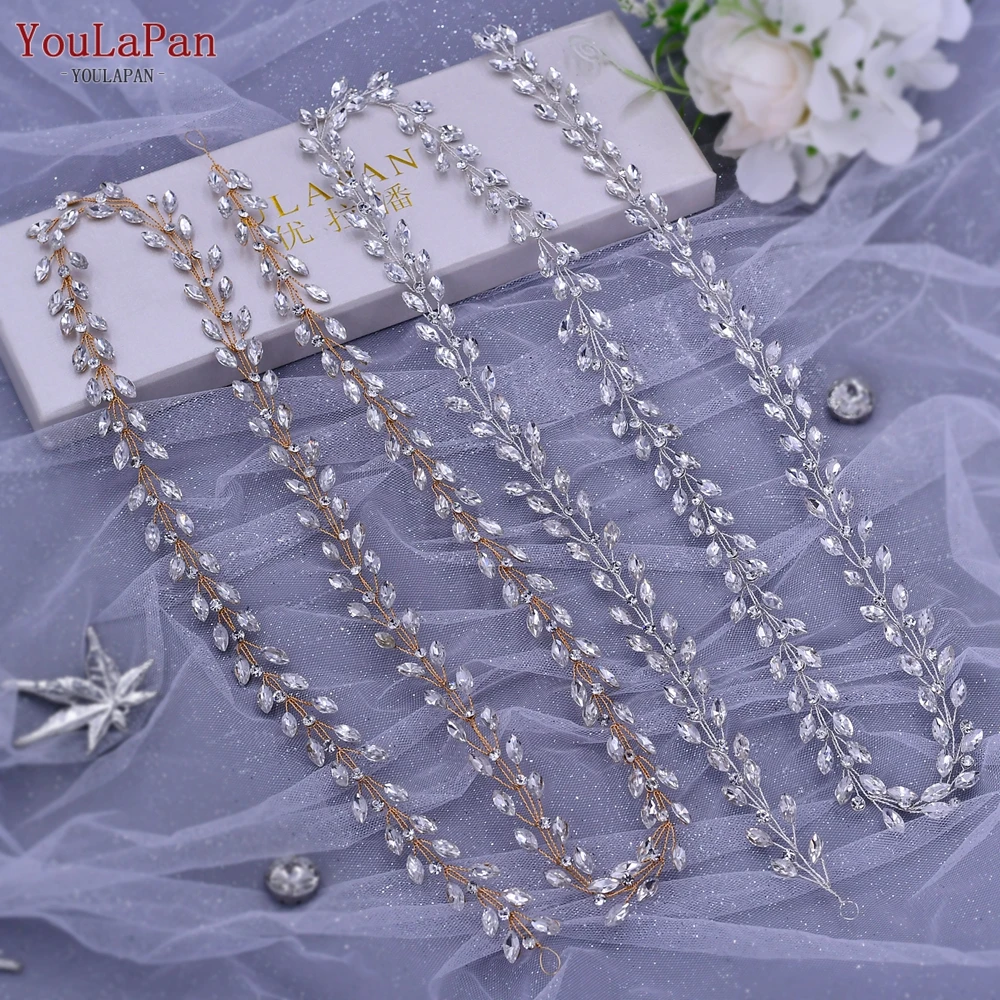 Handmade Wedding Hair Vine Silver Rhinestone Bridal Headband Long Women Headwear Wedding Party Hair Accessories HP394