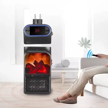 

Creative Home Heater Mini Portable Multi-Function Simulation Flame Electric Heater Remote Control Heater for US/EU plug Sale
