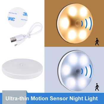 

USB Rechargeable LED Motion Sensor Night Light Auto On/Off Wireless Wall Lamp Magnet for Stairs Cabinet Wardrobe Bedroom