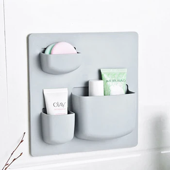 

3 Layers Pastable Wall Shelf Kitchen Refrigerator Fridge Mini Rack Organizer Cleaning Sponge Vegetable Fruit Home Storage Box