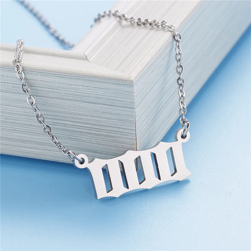 Stainless Steel Angel Number Necklace 111 222 333 444 555 666 777 888 999 For Women Men Lucky Number Chain Necklaces Jewelry