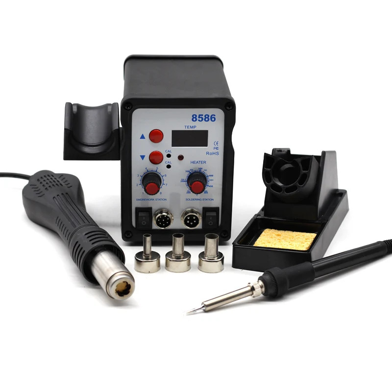 

8586 2 In 1 ESD Soldering Station LED Digital Solder Iron Desoldering BGA Rework Solder Station Blower Heat Hot Air Gun Welder
