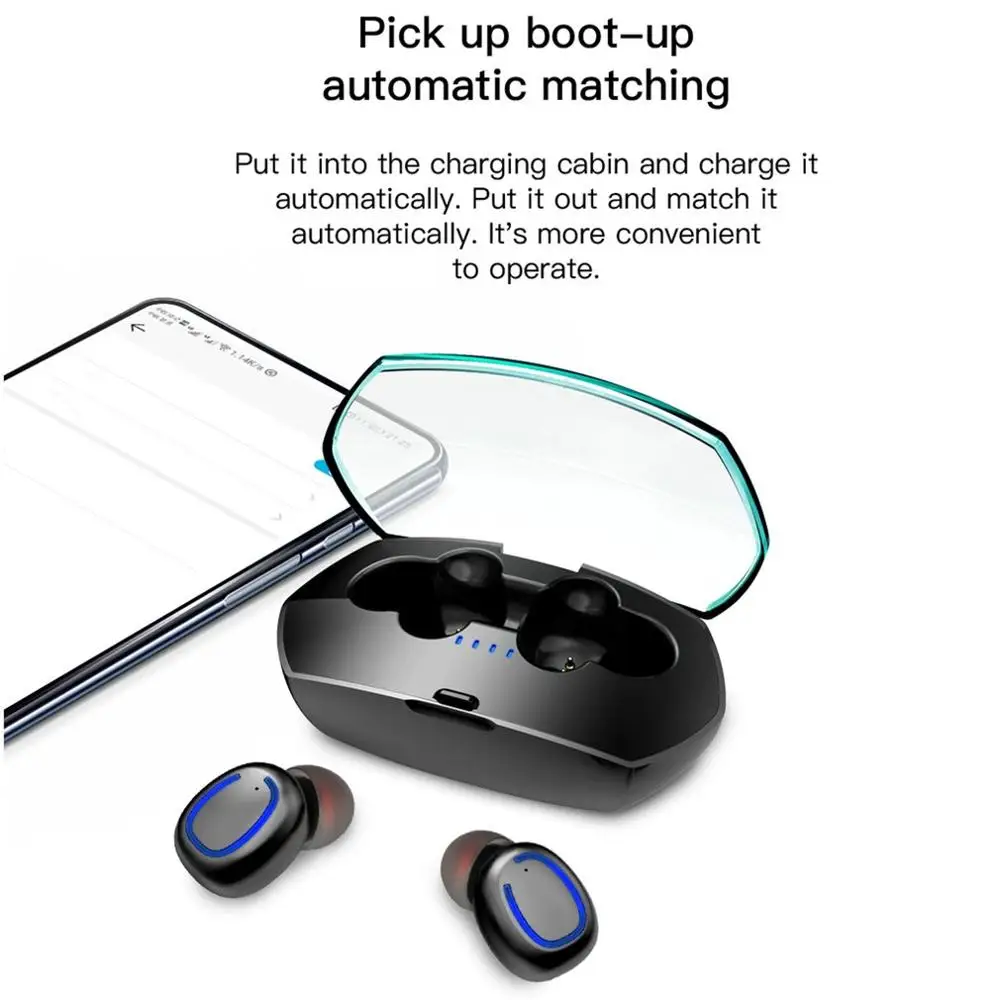 TWS Bluetooth 5,0 наушники стерео беспроводные наушники водонепроницаемые с портативной зарядной коробкой