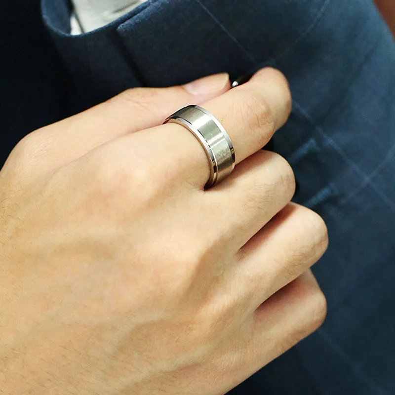 8 мм крутое кольцо-Спиннер в стиле панк для мужчин, аксессуар для снятия стресса, Классические обручальные кольца из нержавеющей стали, Прямая