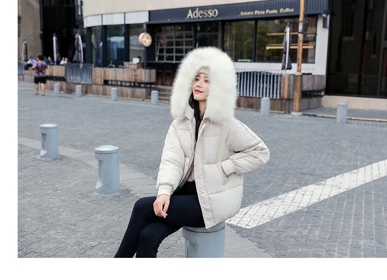 Меховое зимнее хлопковое пуховое пальто с капюшоном, Женская однотонная тонкая куртка больших размеров, Корейская утолщенная теплая парка, пальто Vetement Femme