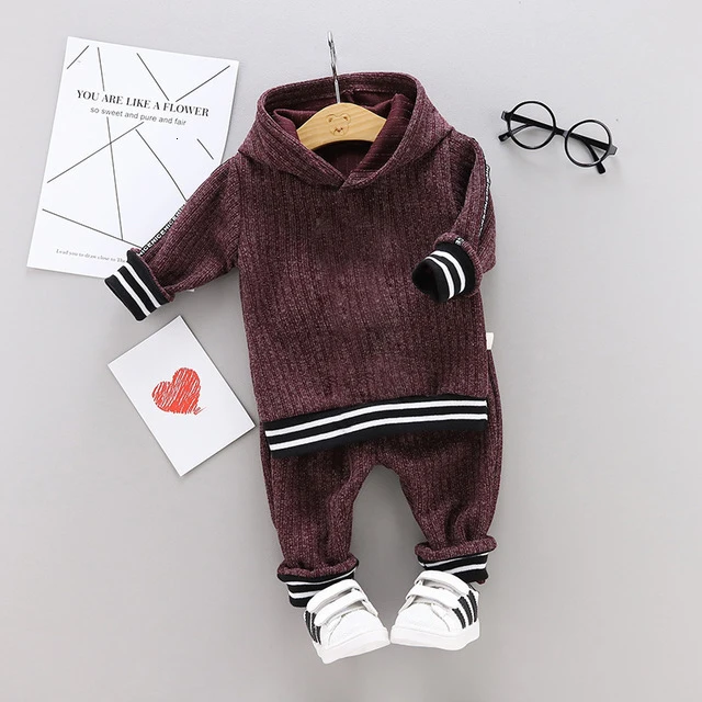 Spring Autumn Children Cotton Clothing Suit Baby Boys Girls Clothes Kids Sport Hoodies Pants 2Pcs/Sets Fahion Toddler Tracksuits LSJY maoyiF Brown
