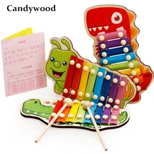 Детские музыкальные игрушки Радужный деревянный ксилофон инструменты детский музыкальный инструмент обучающие и развивающие игрушки мальчики девочки