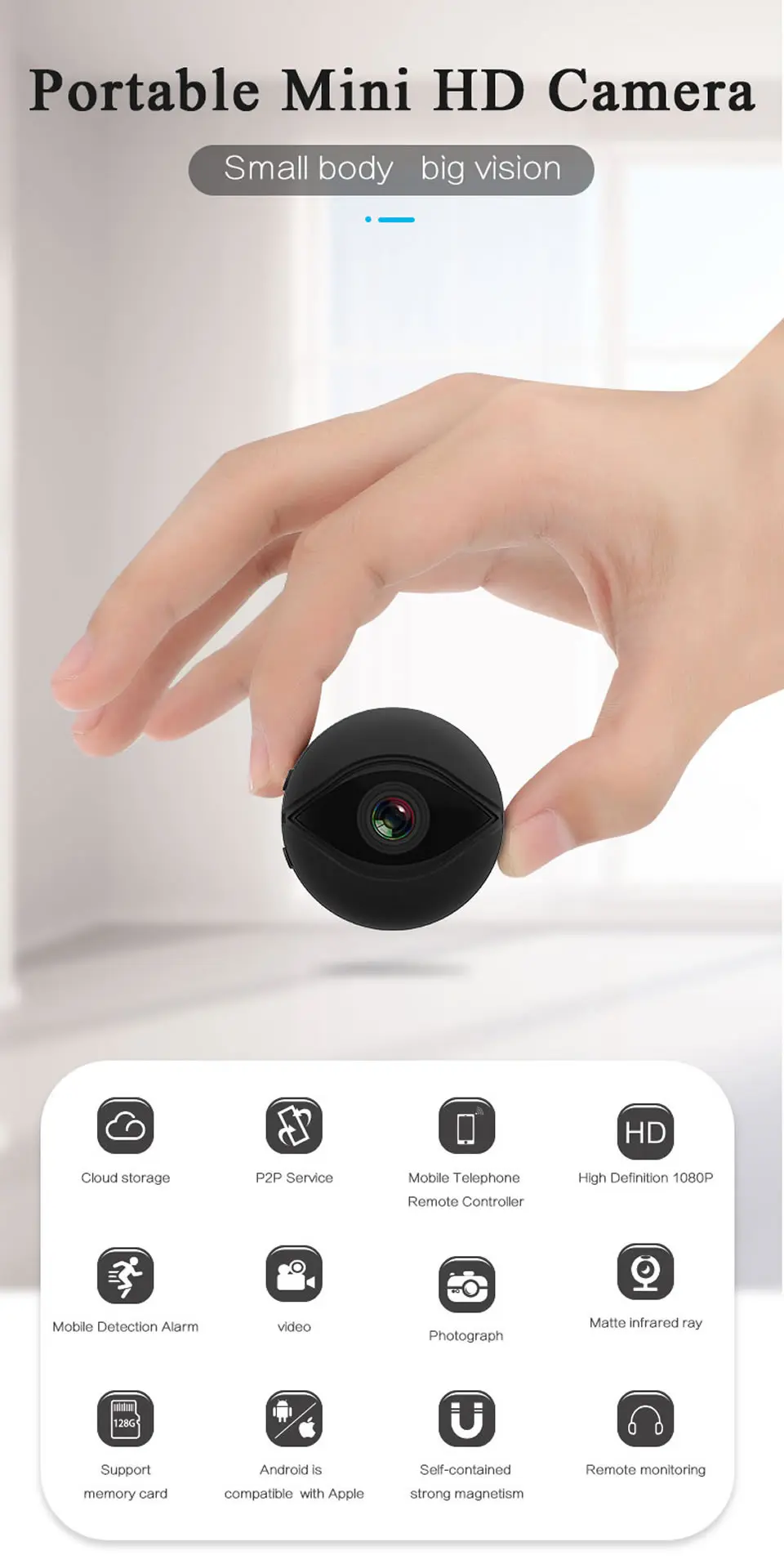 A10 Мини WiFi камера 1080P HD ИК ночного видения Домашняя безопасность ip-камера CCTV Обнаружение движения Беспроводная радионяня камеры-регистраторы DVR