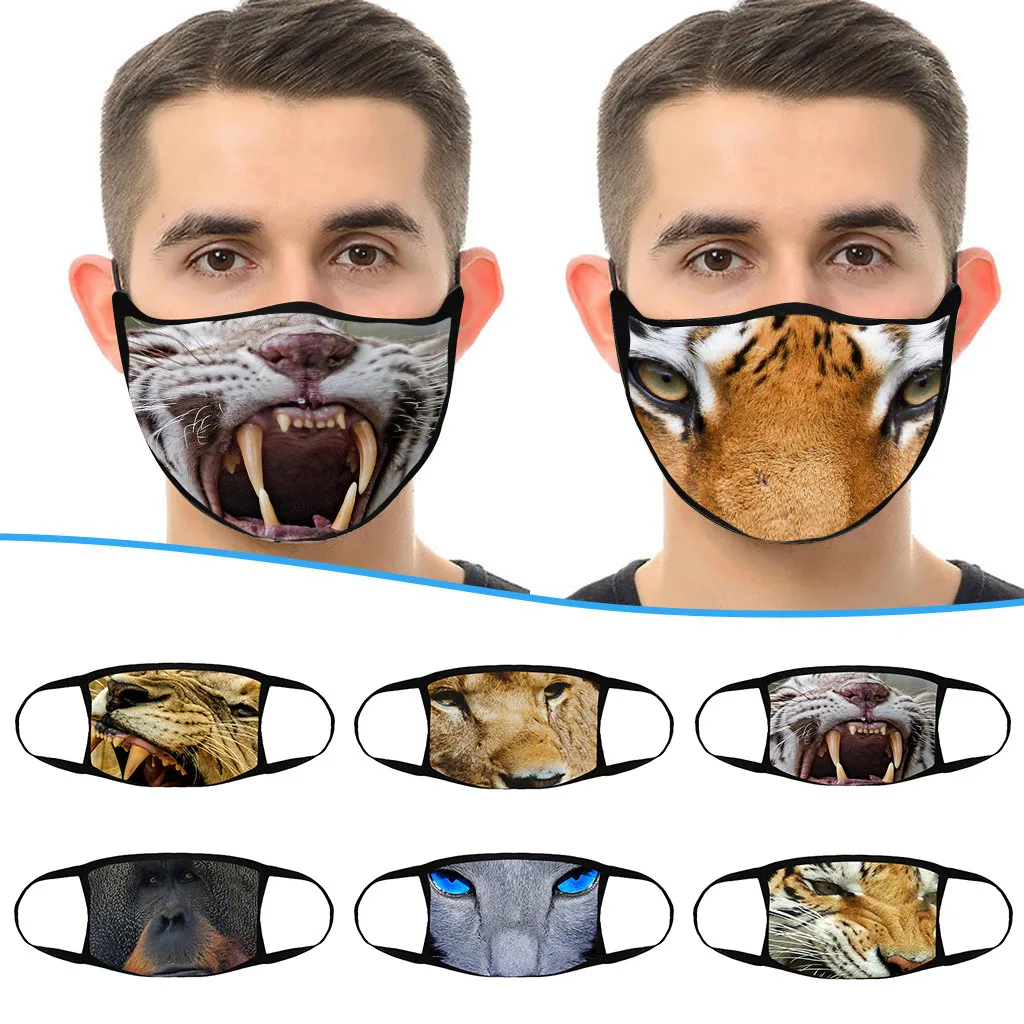 Adult Couple Animal Print Mask Outdoor Cycling Breathable Sports Masks Protective Face Earloop Mascarillas | Безопасность и защита