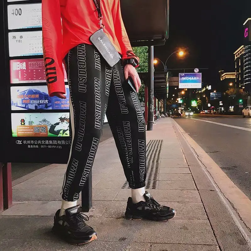 Новое поступление Harajuku японский стиль с буквенным принтом модные мужские брюки для бега хип хоп Осенние повседневные мужские шаровары