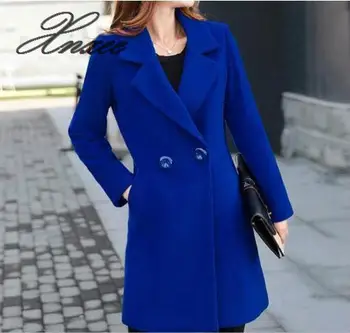 

Plus Size 4XL Double Breasted Blue red Long Jacket Female Coats Blazer Long Sleeve Women Suit Jackets Office Xnxee