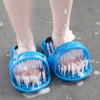 

Plastic Bath Shower Feet Massage Slippers Bathing Shoes Brush Foot Scrubber Spa Remove Dead Skin Tool