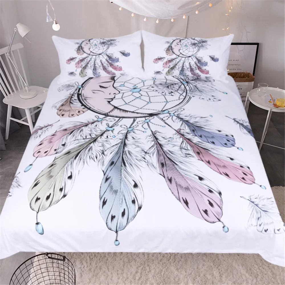 Dreamcatcher Bedding Set Colorful Feather Animal Print Duvet Cover