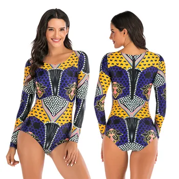 

Women Swimsuit Long Sleeve Surfing Suits One piece UV Protection Rash Guard For Ladies Surfing Swimming Swimwear 7789