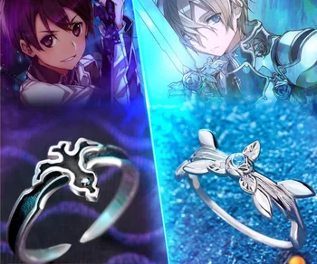 

Anime Sword Art Online Kirigaya Kazuto Yuuki Asuna Ring 925 Silver Lovers ring Gift Cosplay Props Silver 925 Jewelry Rings
